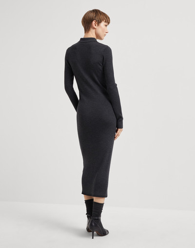 Brunello Cucinelli Virgin wool and cashmere lightweight rib knit dress with precious zip outlook