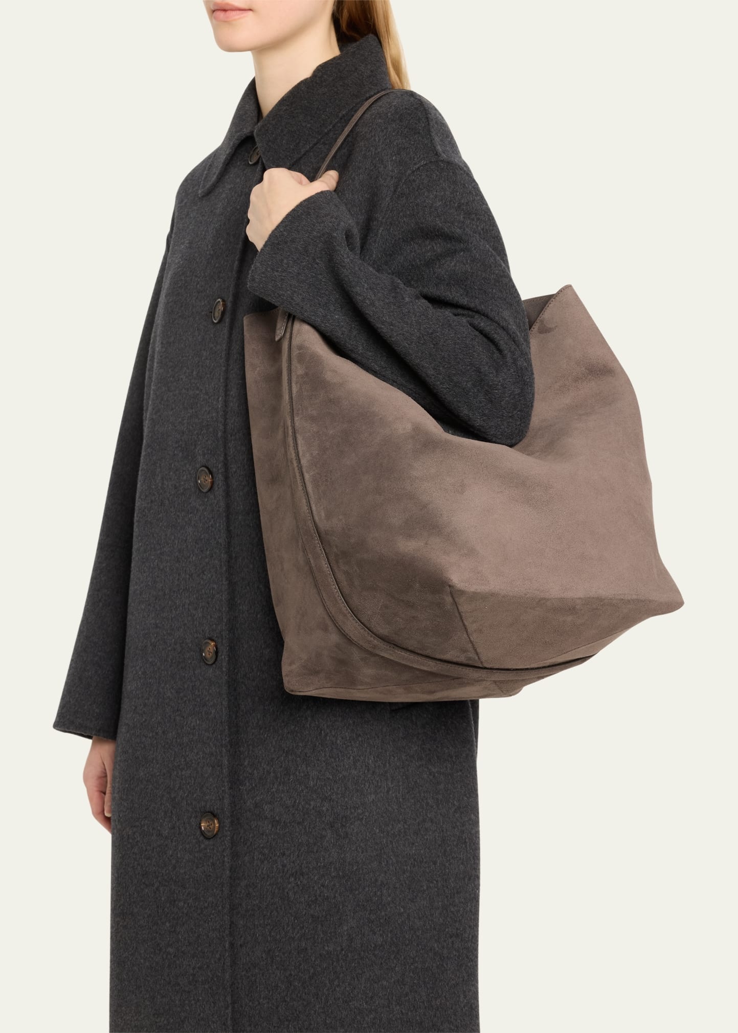 Large Belted Suede Tote Bag - 2