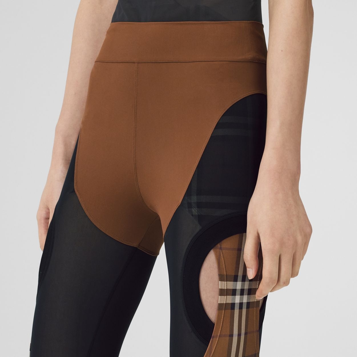 Checked stretch-jersey leggings