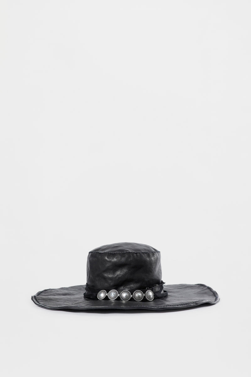 Tias Large Leather Hat With Studs 1