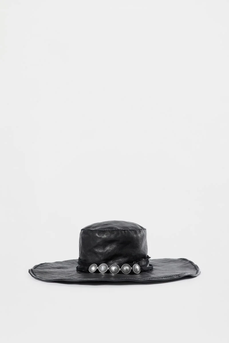 Tias Large Leather Hat With Studs - 1