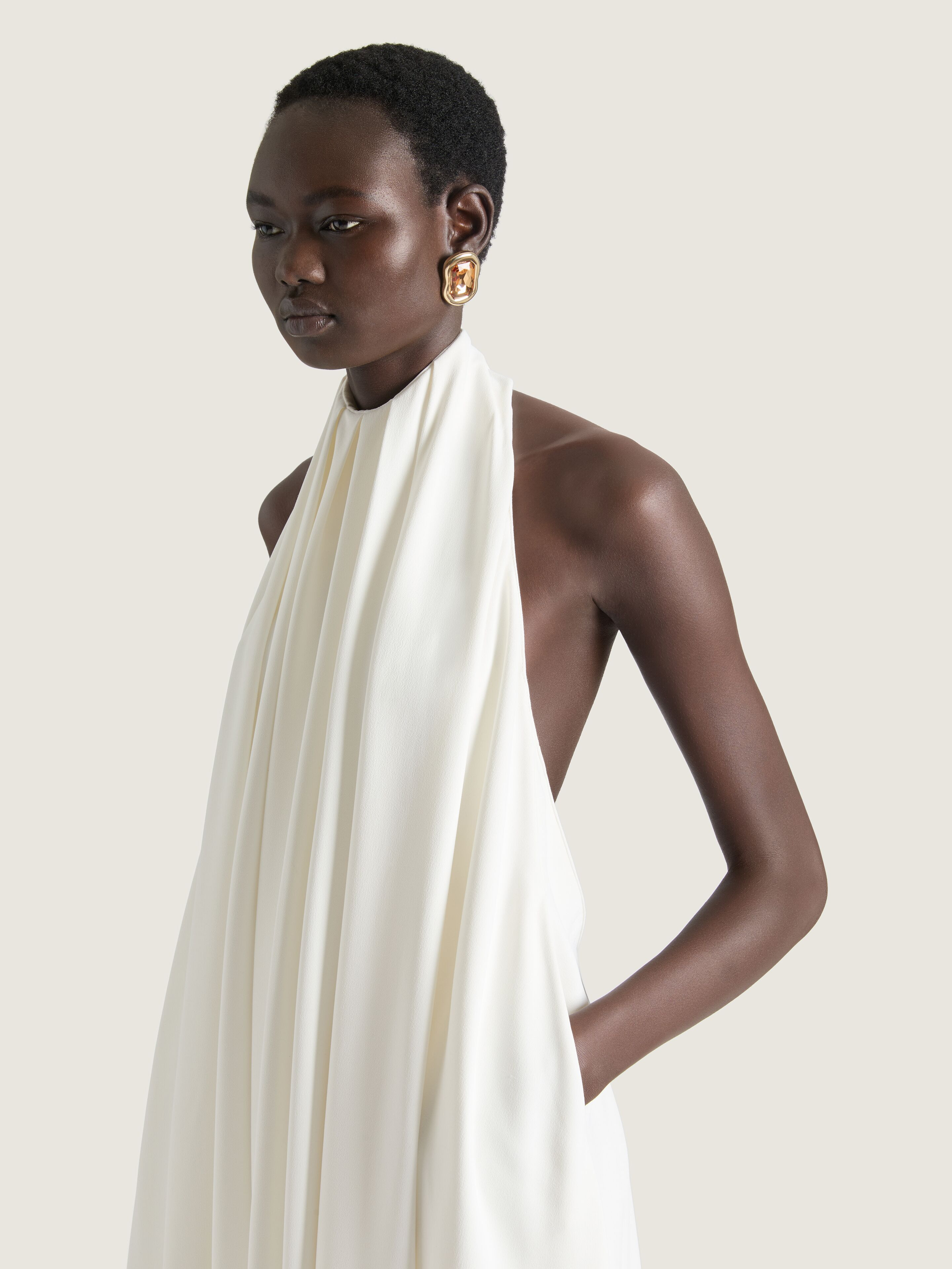 HALTERNECK EVENING DRESS IN CREPE CADY - 4