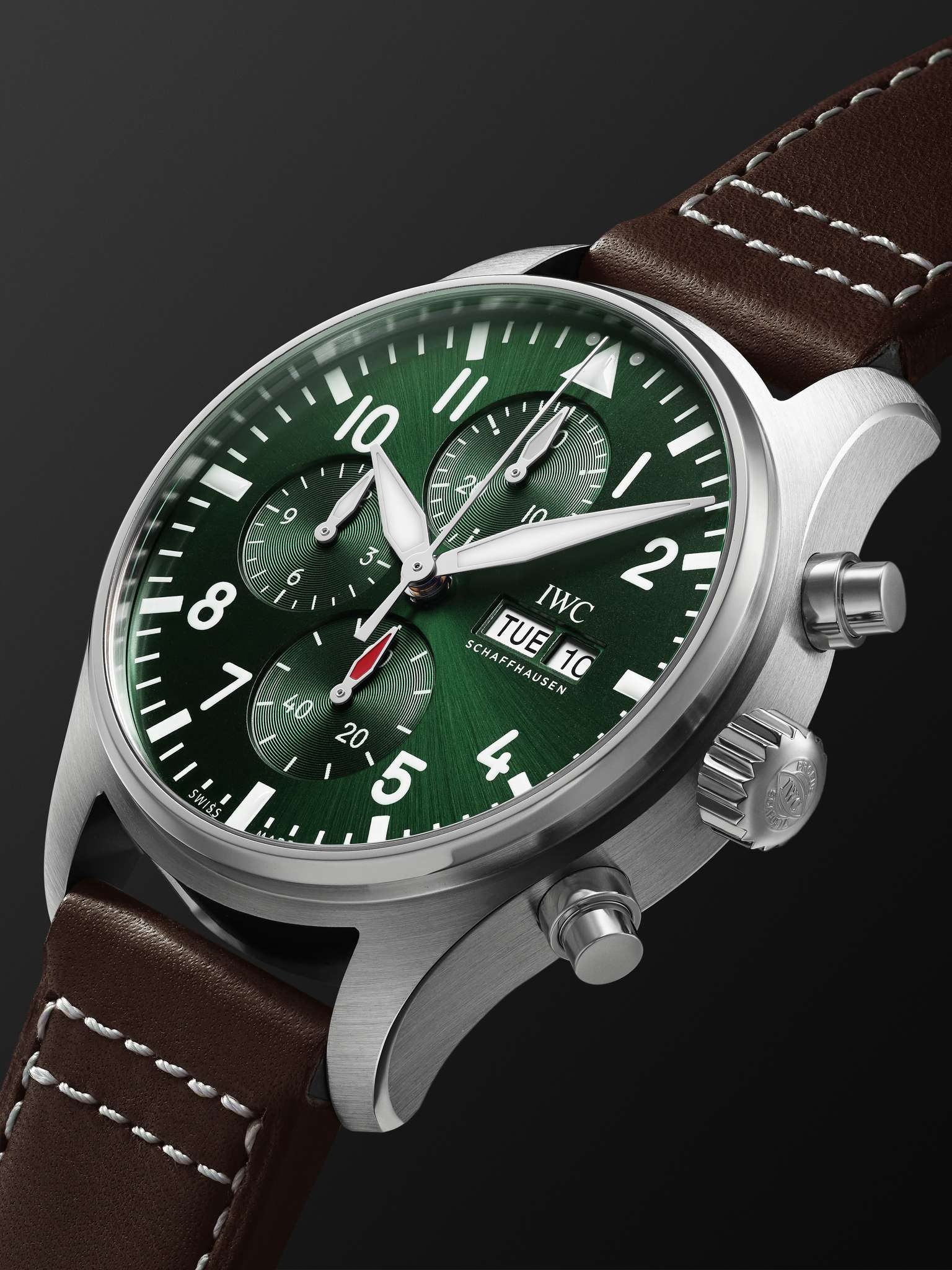 Pilot's Automatic Chronograph 43mm Stainless Steel and Leather Watch, Ref. No. IW378005 - 4