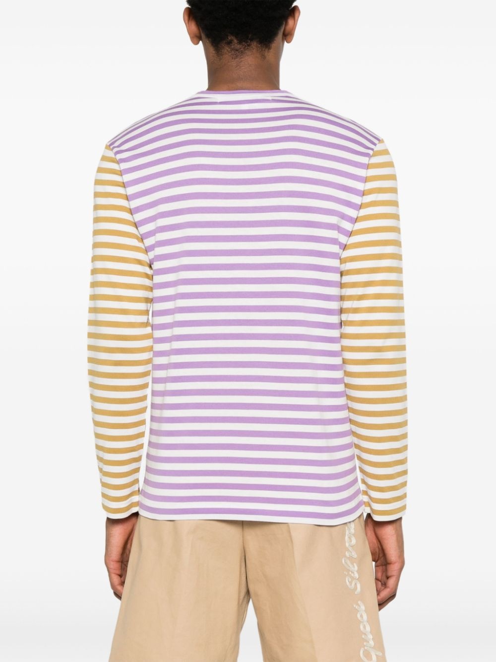 logo-appliqué striped cotton T-shirt - 4