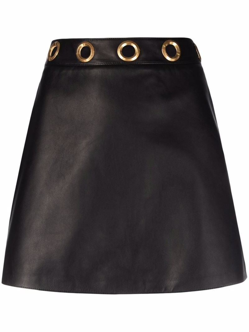 eyelet detail leather mini skirt 1