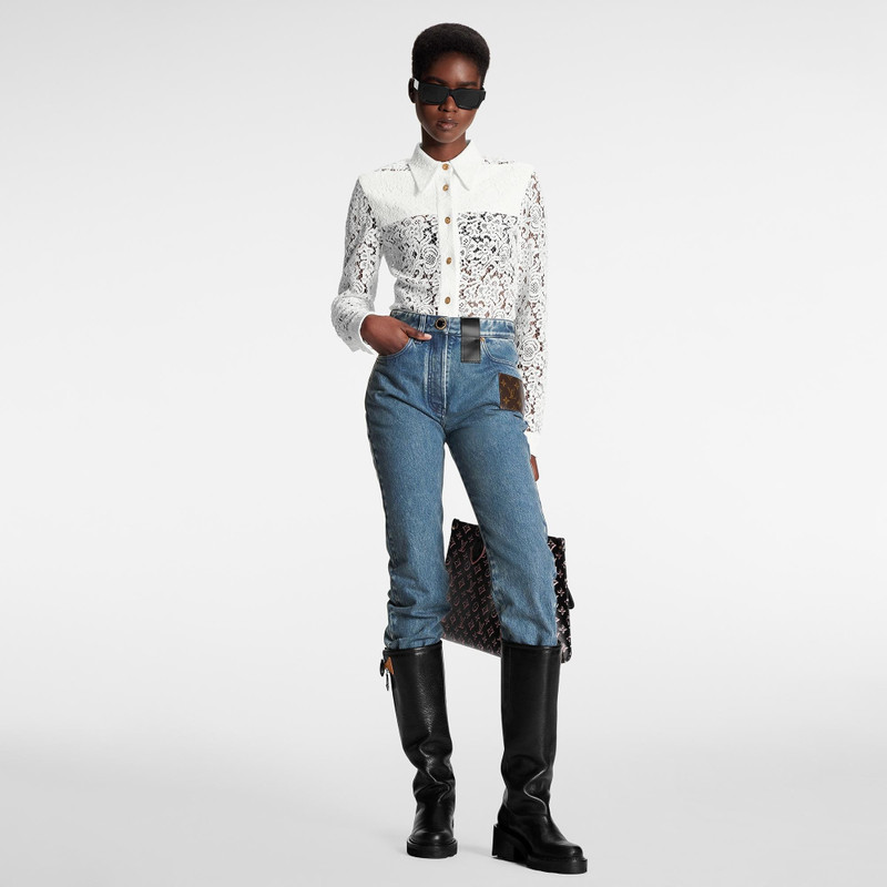 Louis Vuitton Faded Blue Monogram Patch Jeans outlook