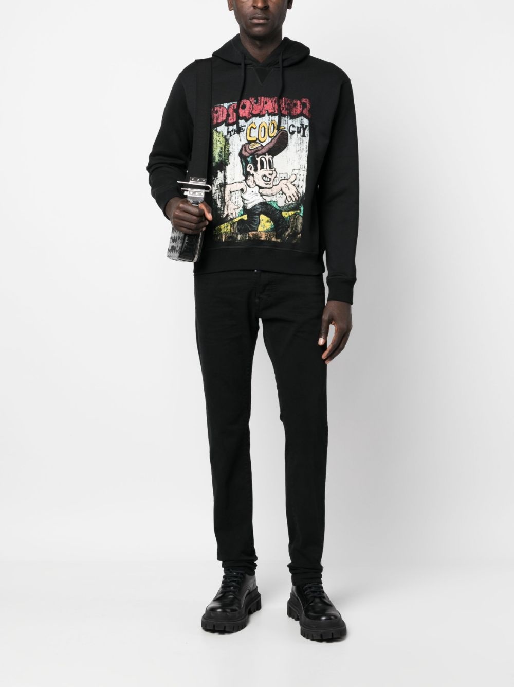 graffit-print cotton hoodie - 2