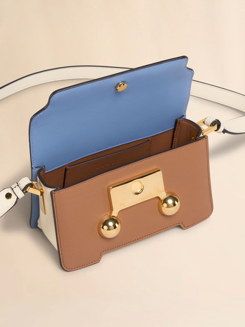 LIGHT BLUE, LIGHT BROWN AND WHITE LEATHER TRUNKAROO MINI SHOULDER BAG - 3