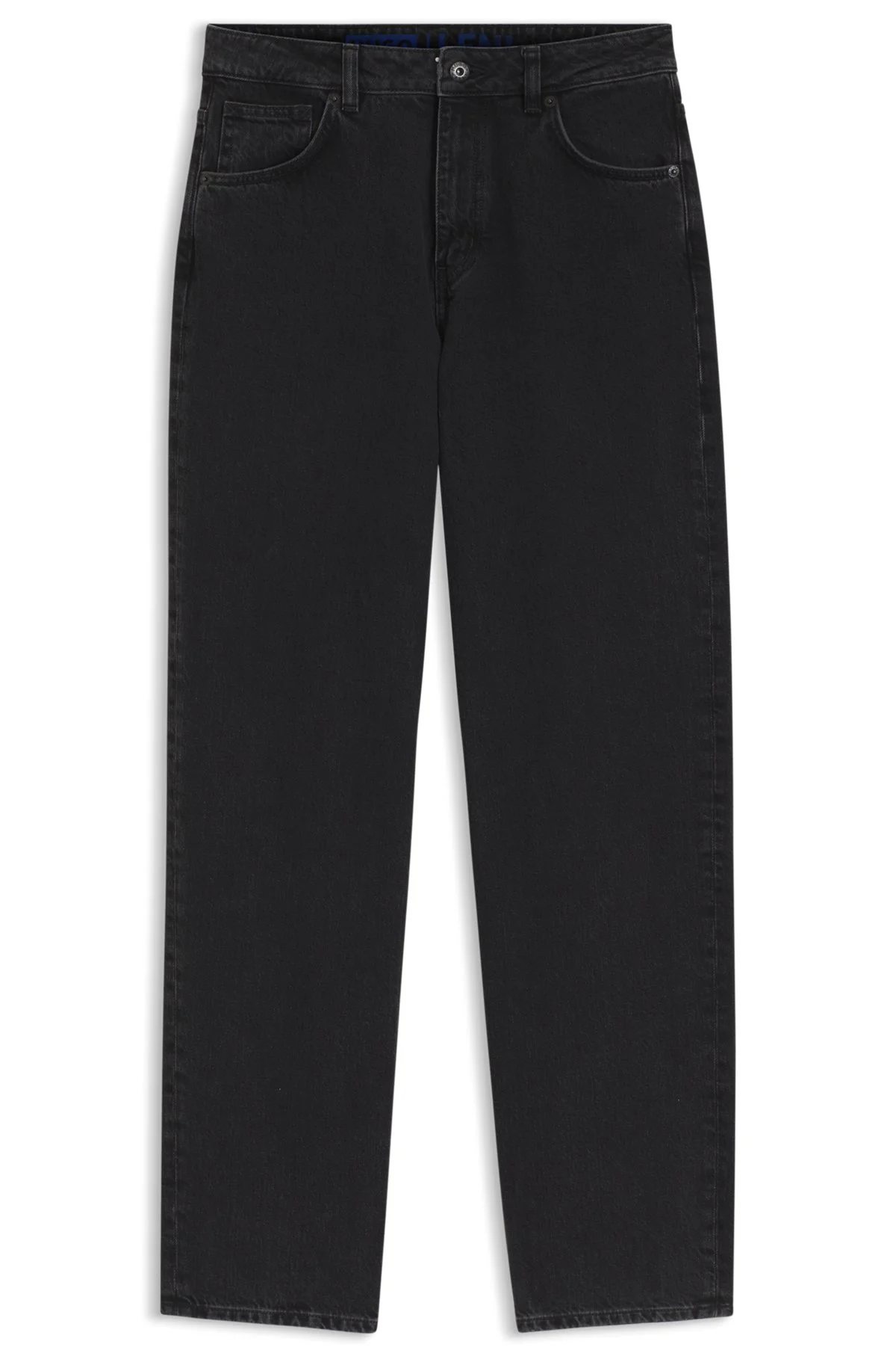 WIDE-LEG LOOSE-FIT JEANS IN BLACK COTTON - 1