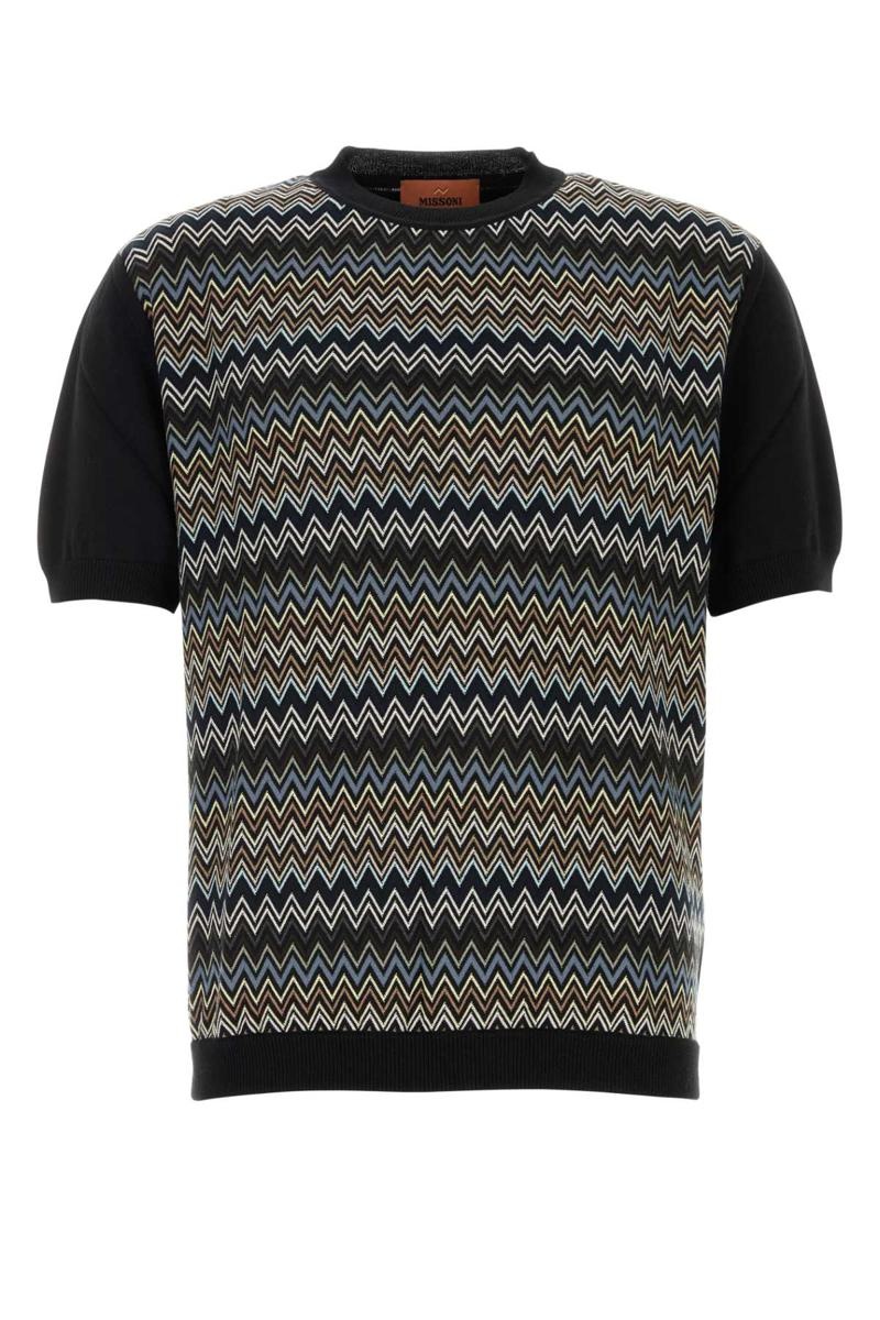 Tシャツ・カットソー MISSONI TOP (US24WL06BK040U SM9GX) Zickzack-Baumwollstrick-T-Shirt mit einfarbigen Einsätzen