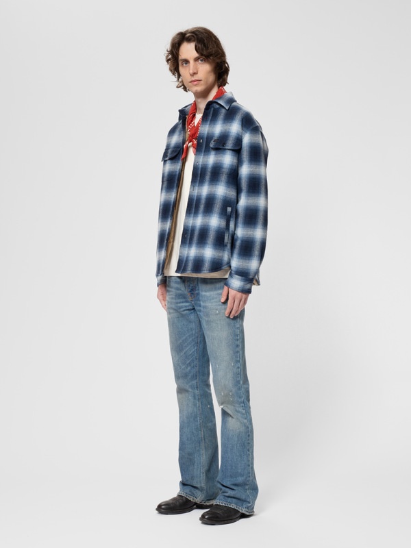 Glenn Padded Shadow Check Shirt Blue - 2