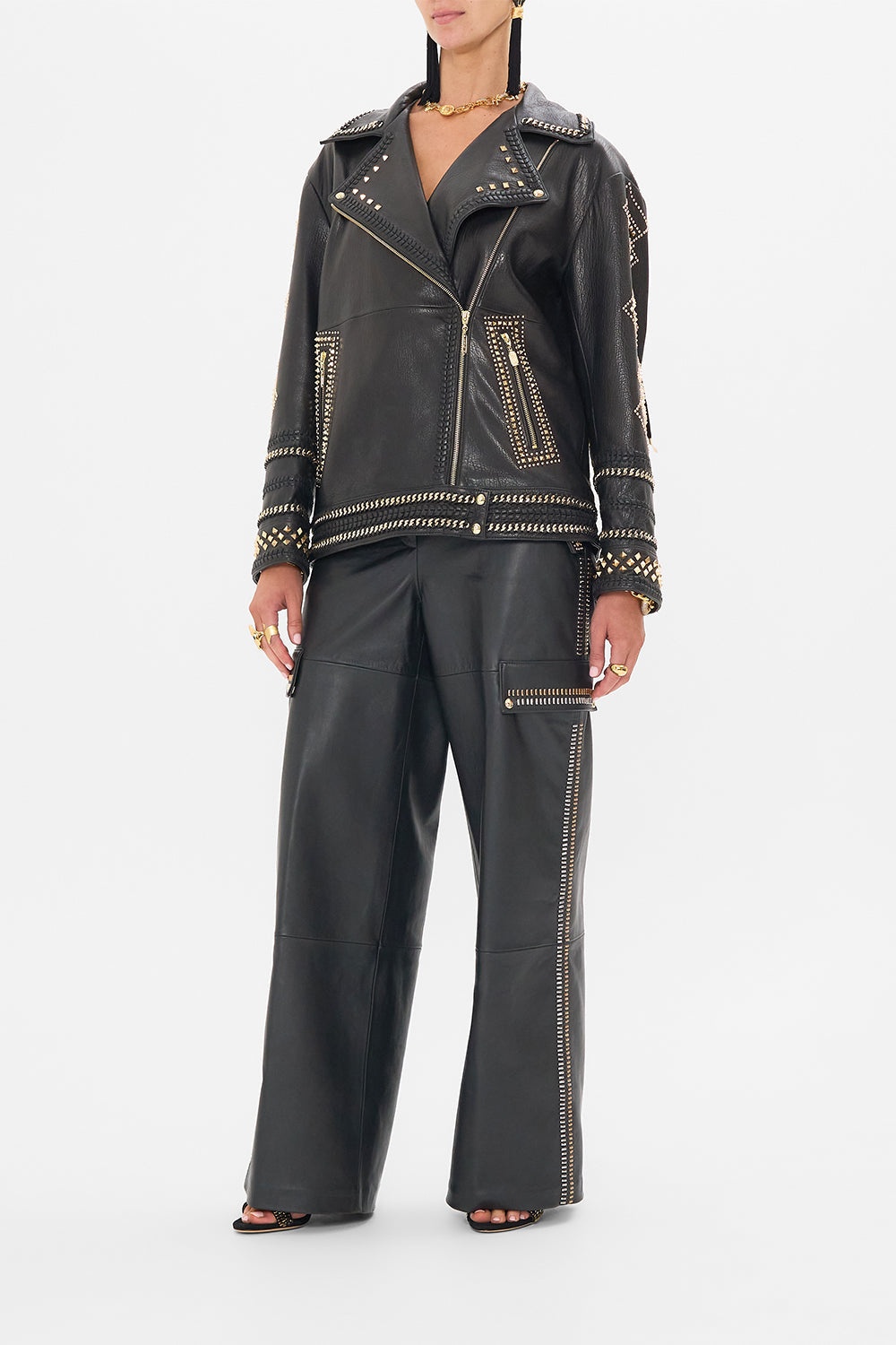 OVERSIZED LEATHER BIKER JACKET - 4
