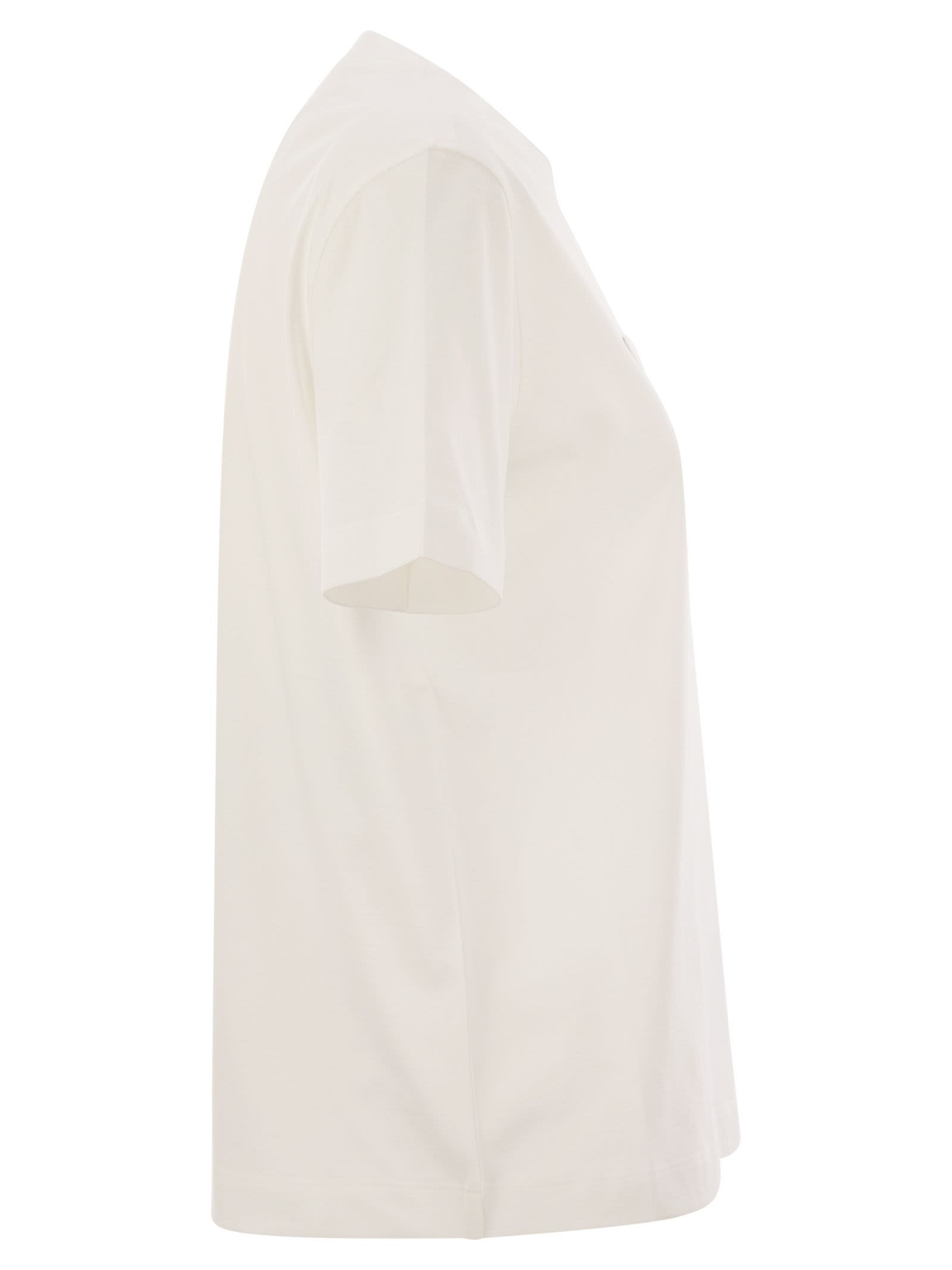 Brunello Cucinelli Women Cotton Jersey T-Shirt With Shiny Pocket Detail - 3