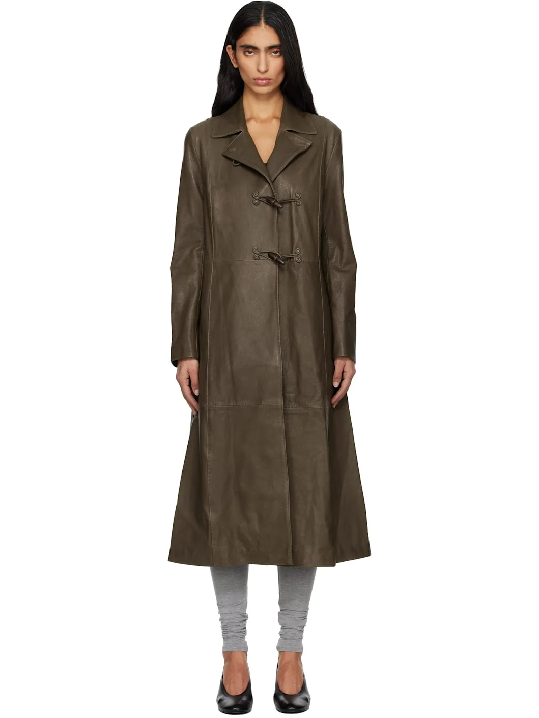 Khaki Nolan Leather Coat - 1