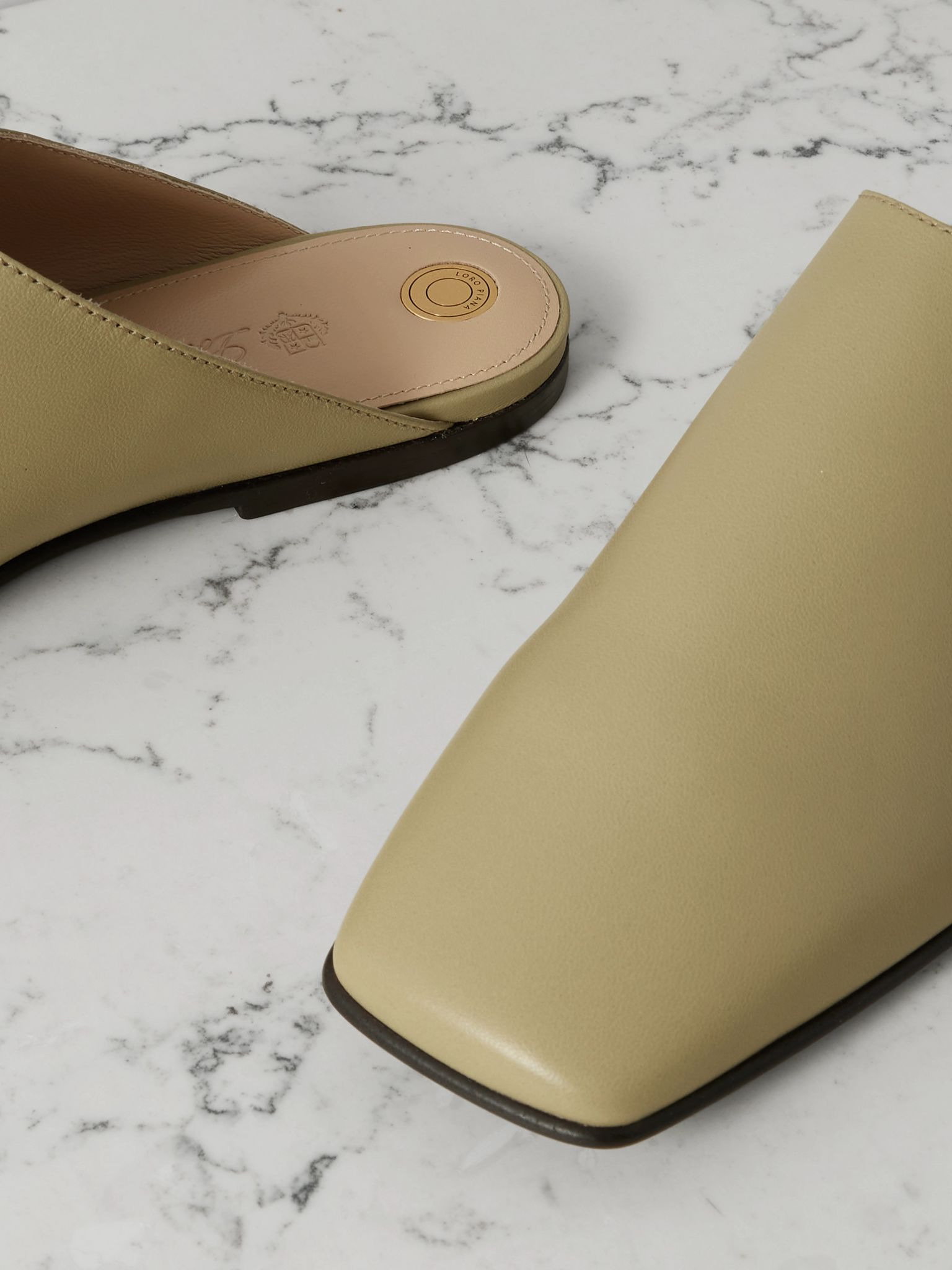 Alba leather slippers Sage green - 4