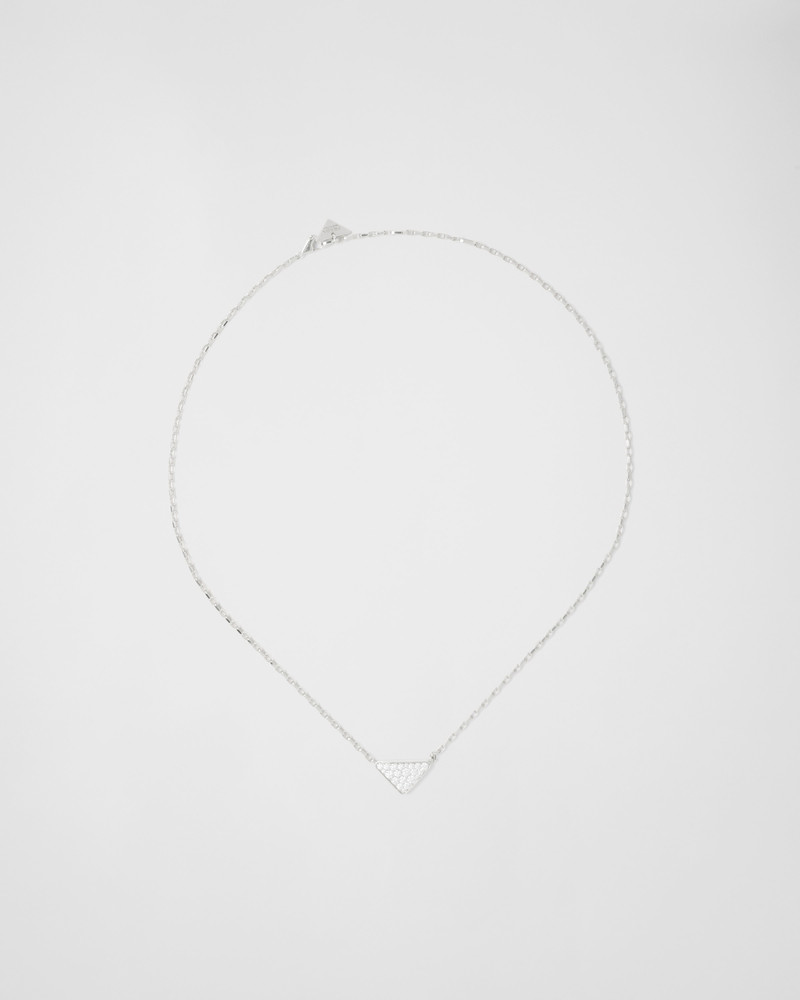 Eternal Gold mini triangle pendant necklace in white gold and diamonds 1