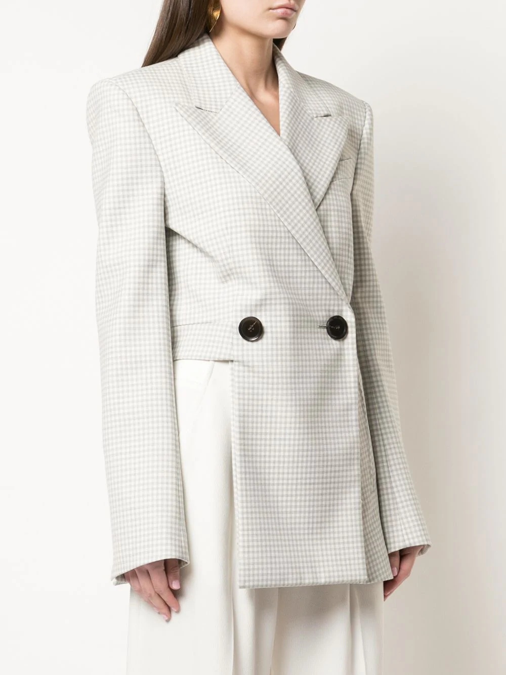 checked cut-out panel blazer - 3