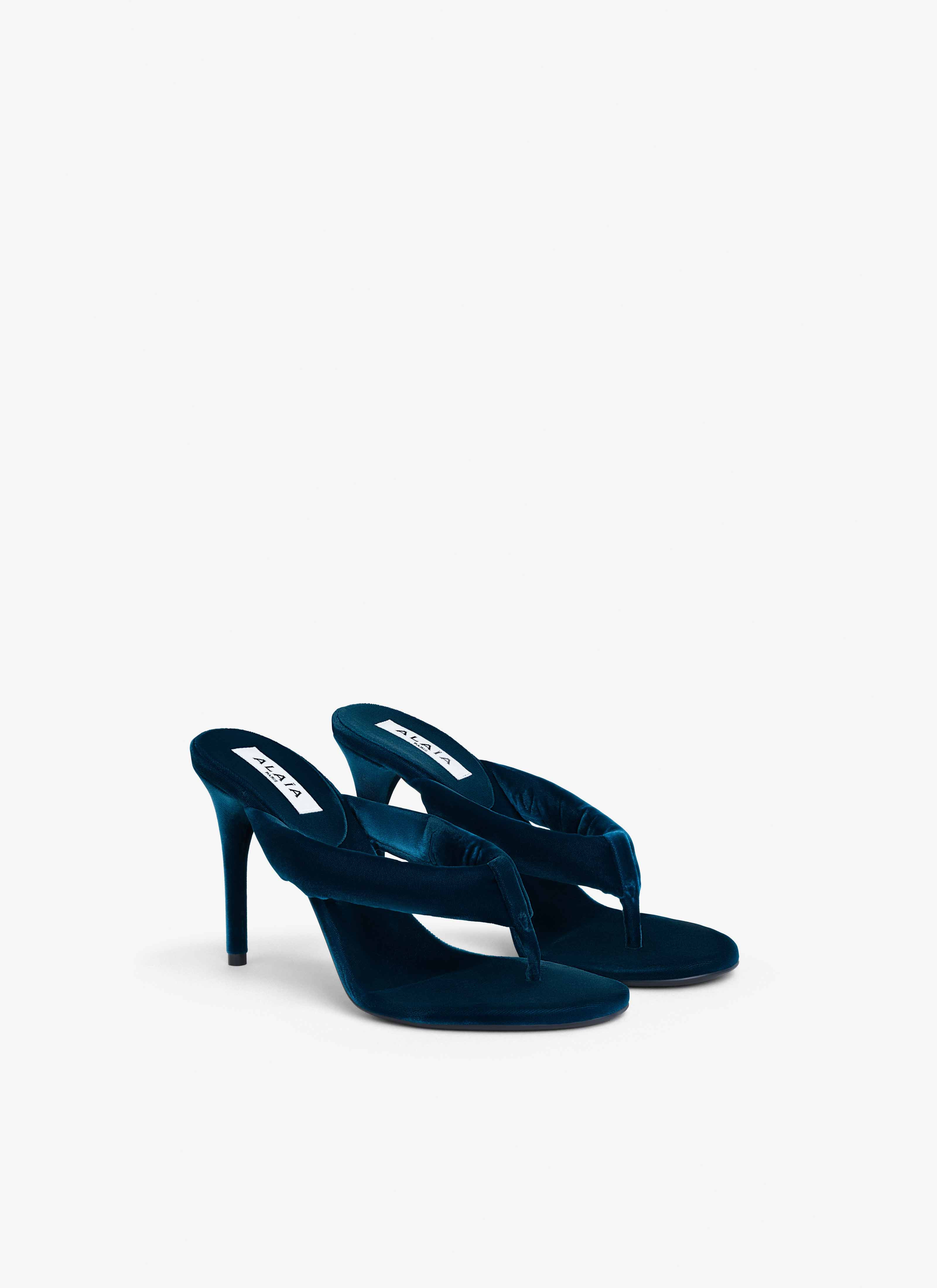 HEEL THONG MULES IN VELVET - 3