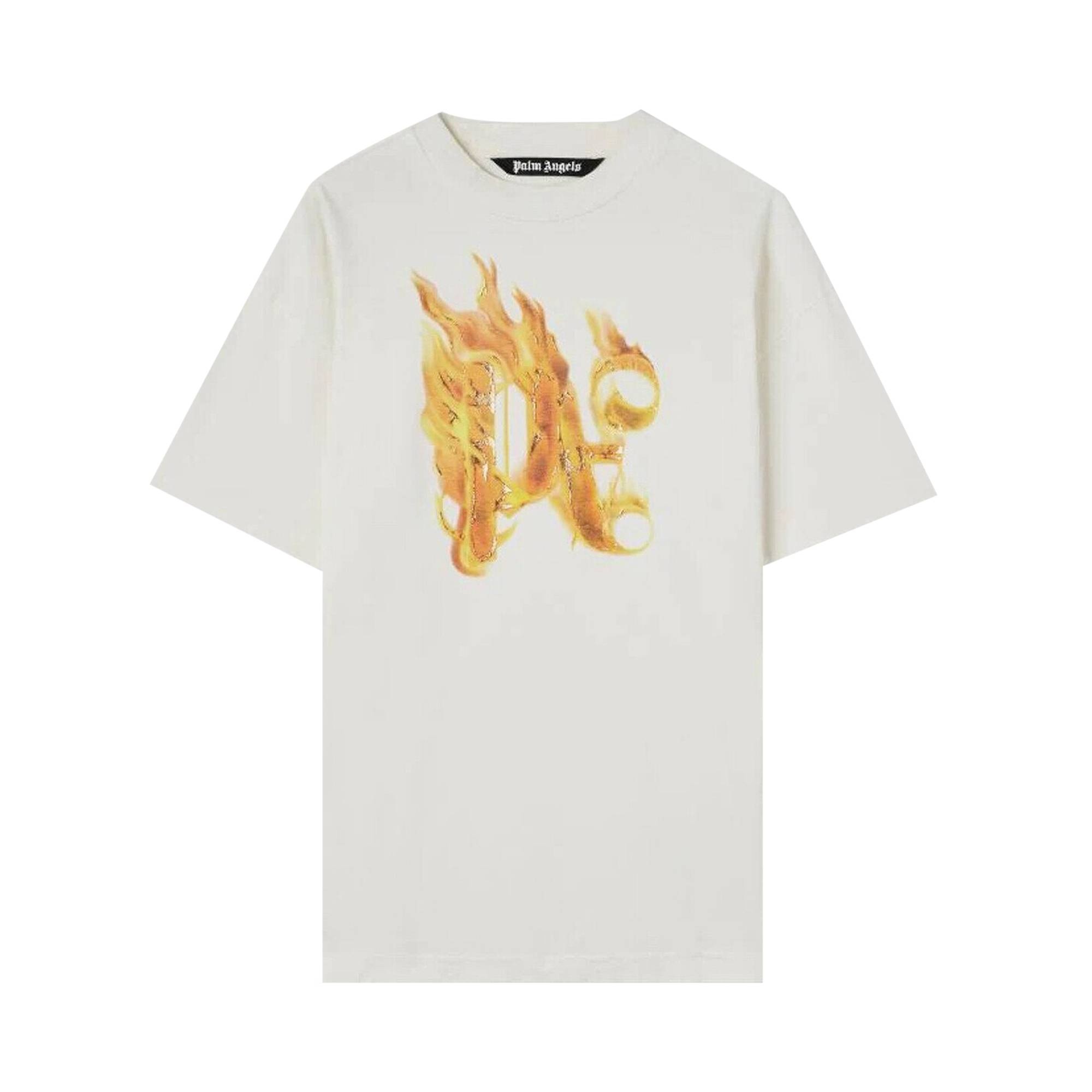 Palm Angels Burning Monogram T-Shirt 'Off White/Gold' - 1