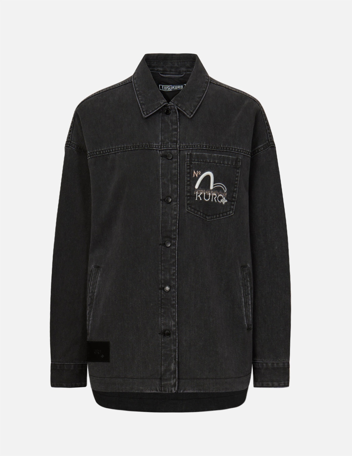 Kamon Glitter Print Oversize Denim Shirt Jacket - 2