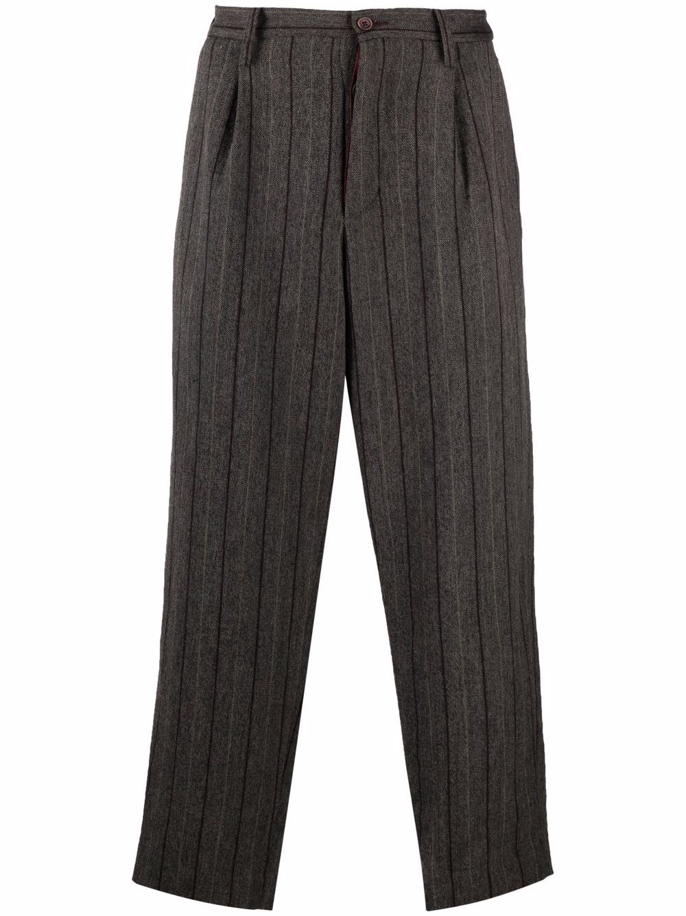 stripe-pattern cropped trousers - 1