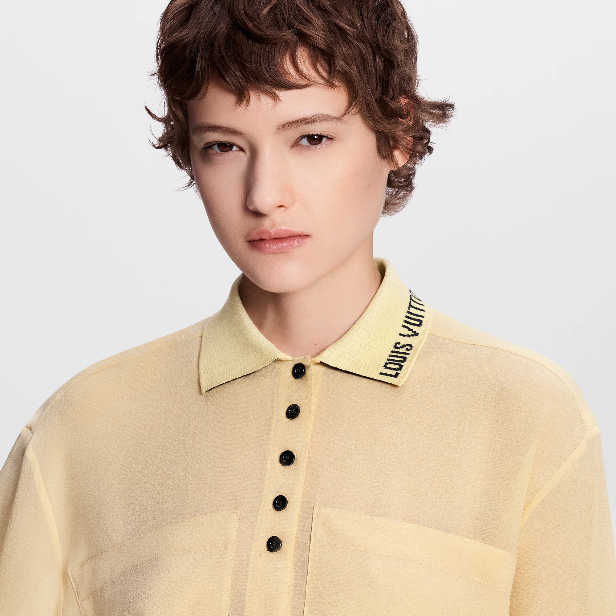 Ribbed Collar Blouse - 2