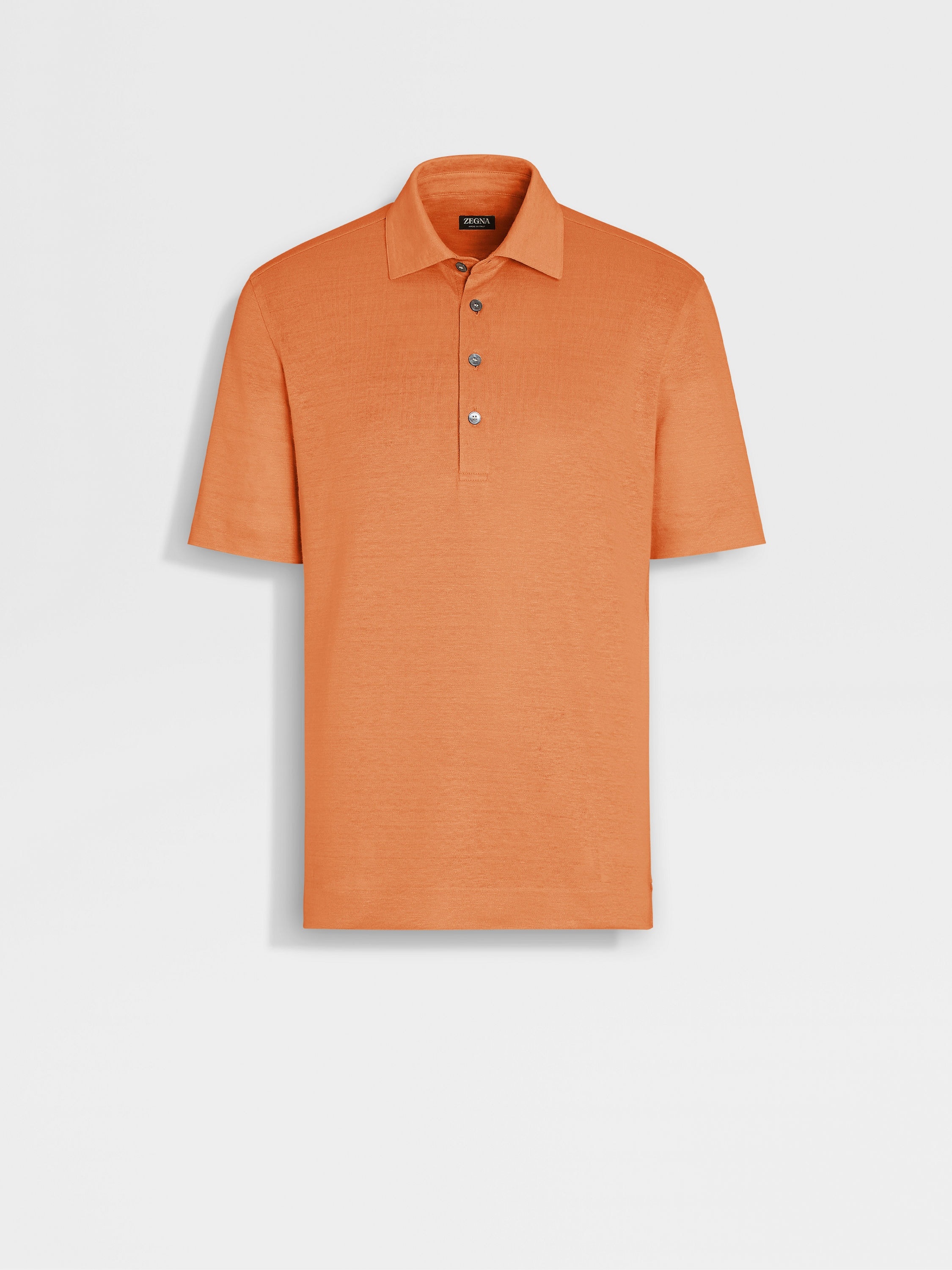 BRIGHT ORANGE LINEN POLO SHIRT - 2