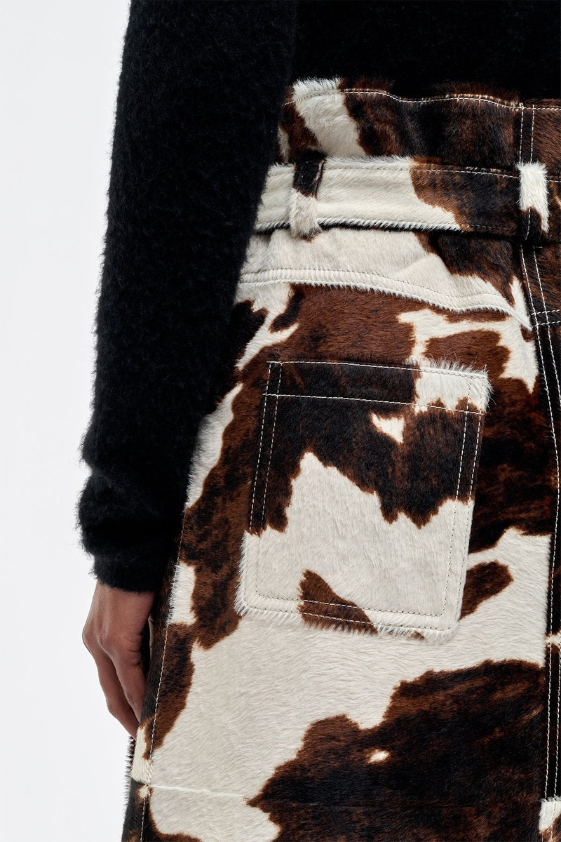 Idalia Wrap Midi Skirt in Ivory Cognac Multi Pony Hair 7