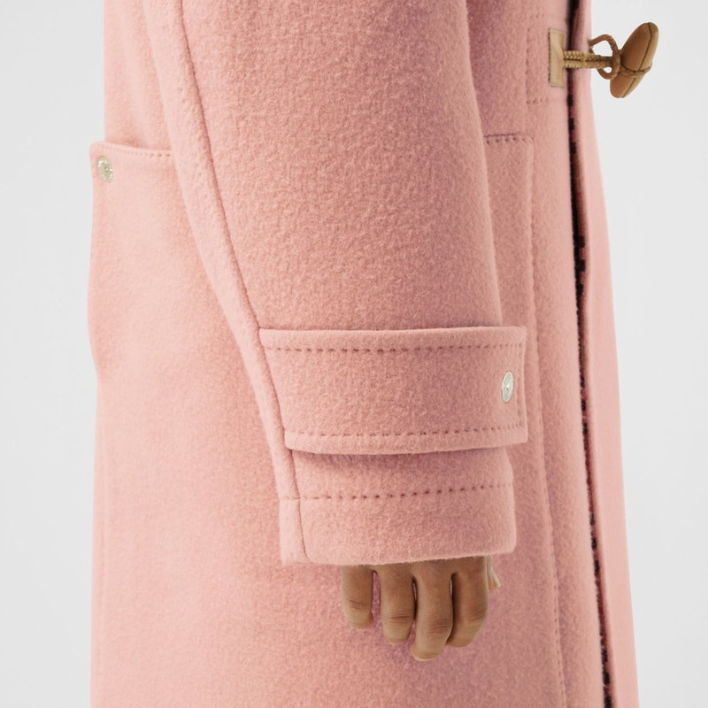 Vintage Check-lined Felted Wool Duffle Coat 5