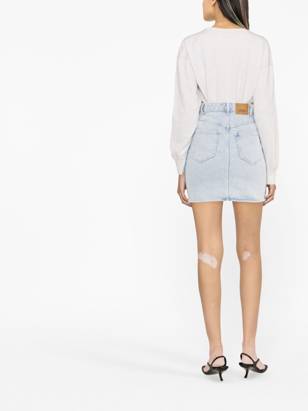 high-waisted denim skirt - 3