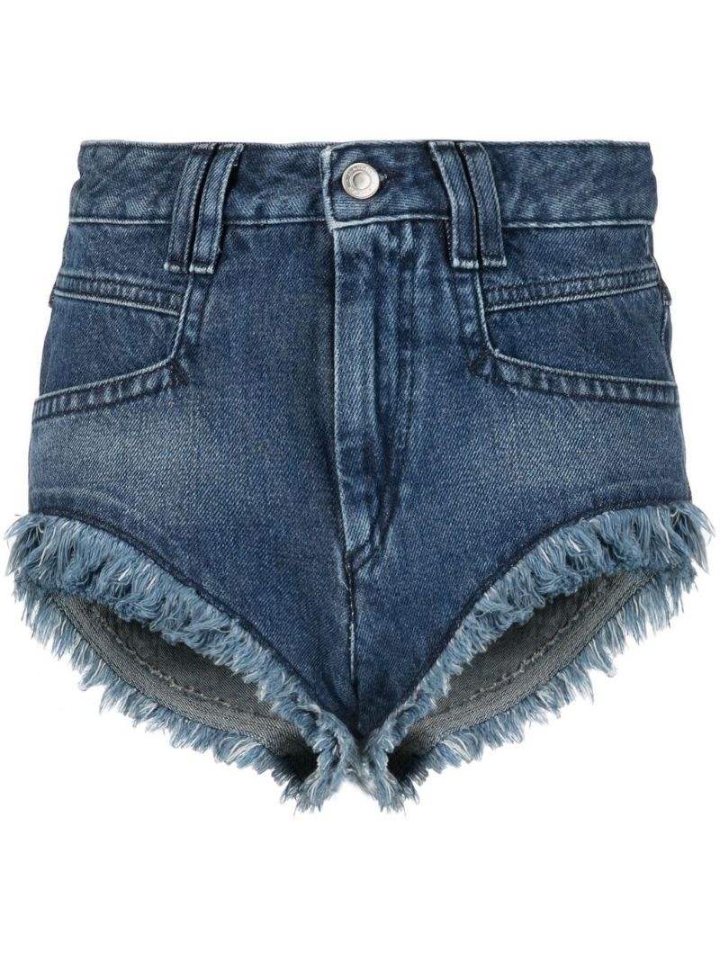 frayed-hem denim shorts - 1