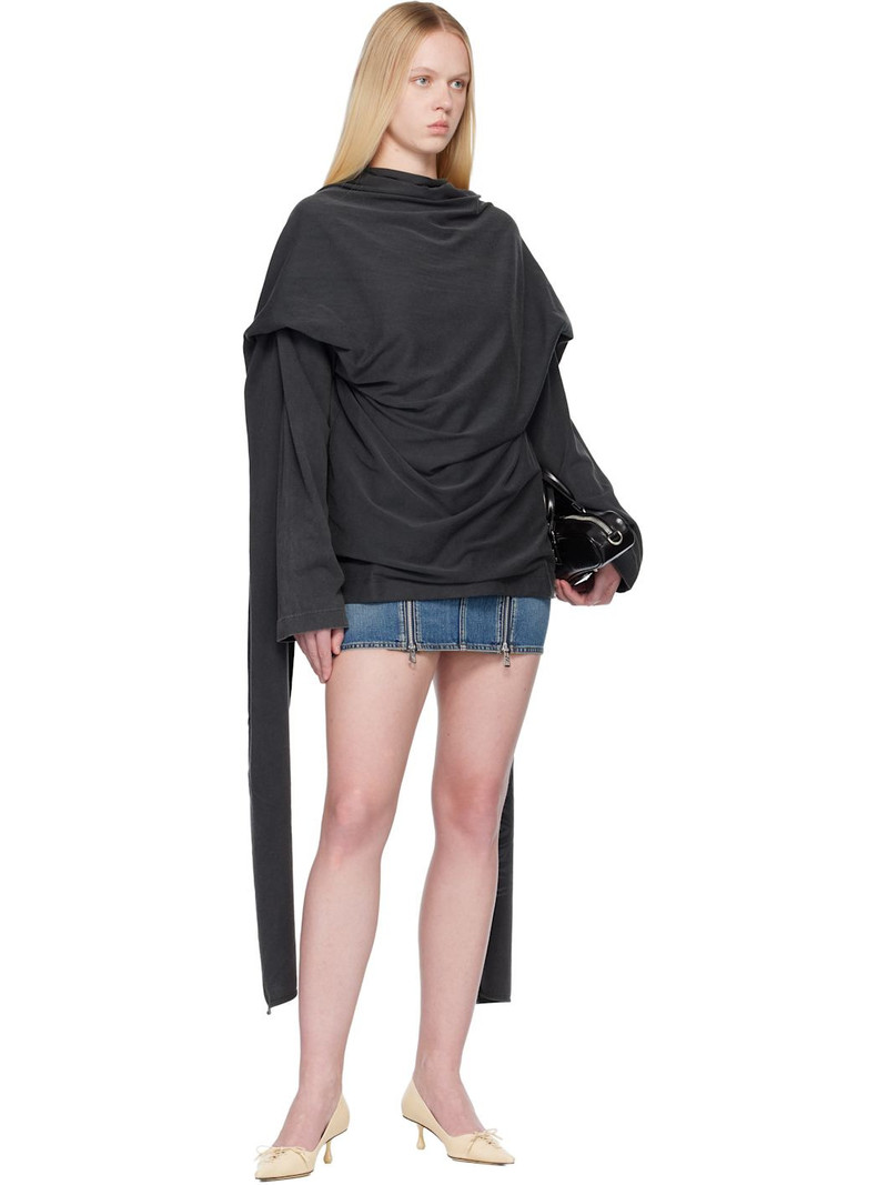 Jean Paul Gaultier Blue Front Zipped Denim Miniskirt outlook