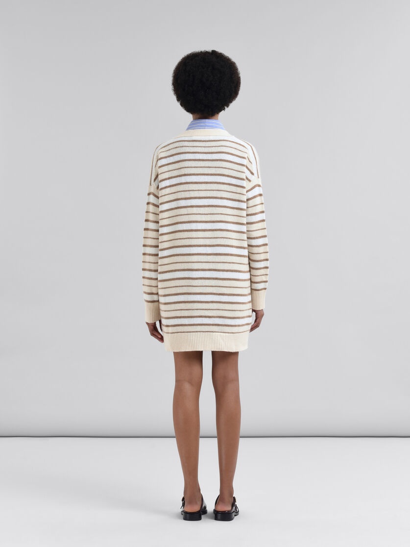IVORY STRIPED CASHMERE BLEND CARDIGAN - 3