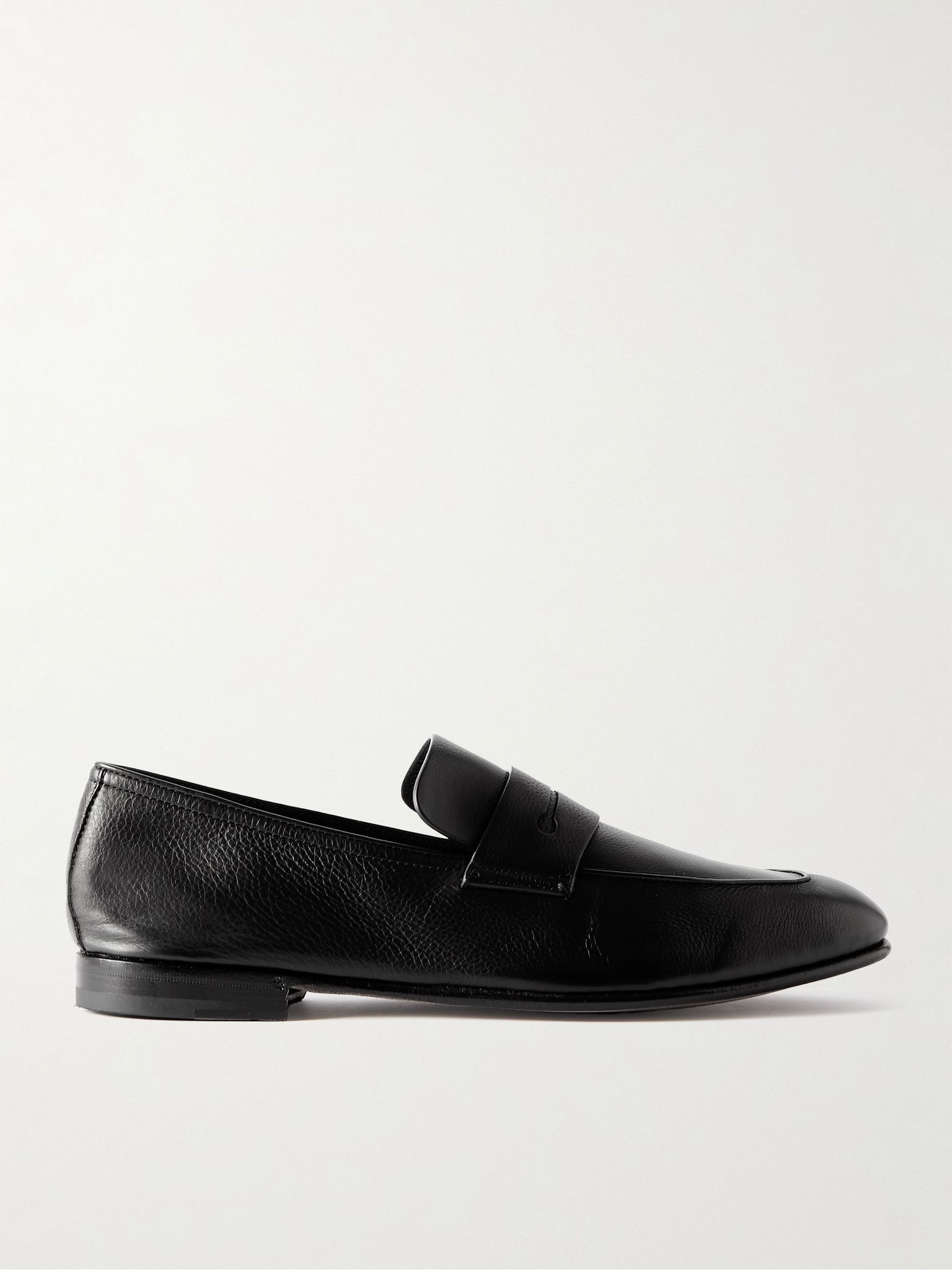 L'Asola SECONDSKIN Full-Grain Leather Penny Loafers Black - 1