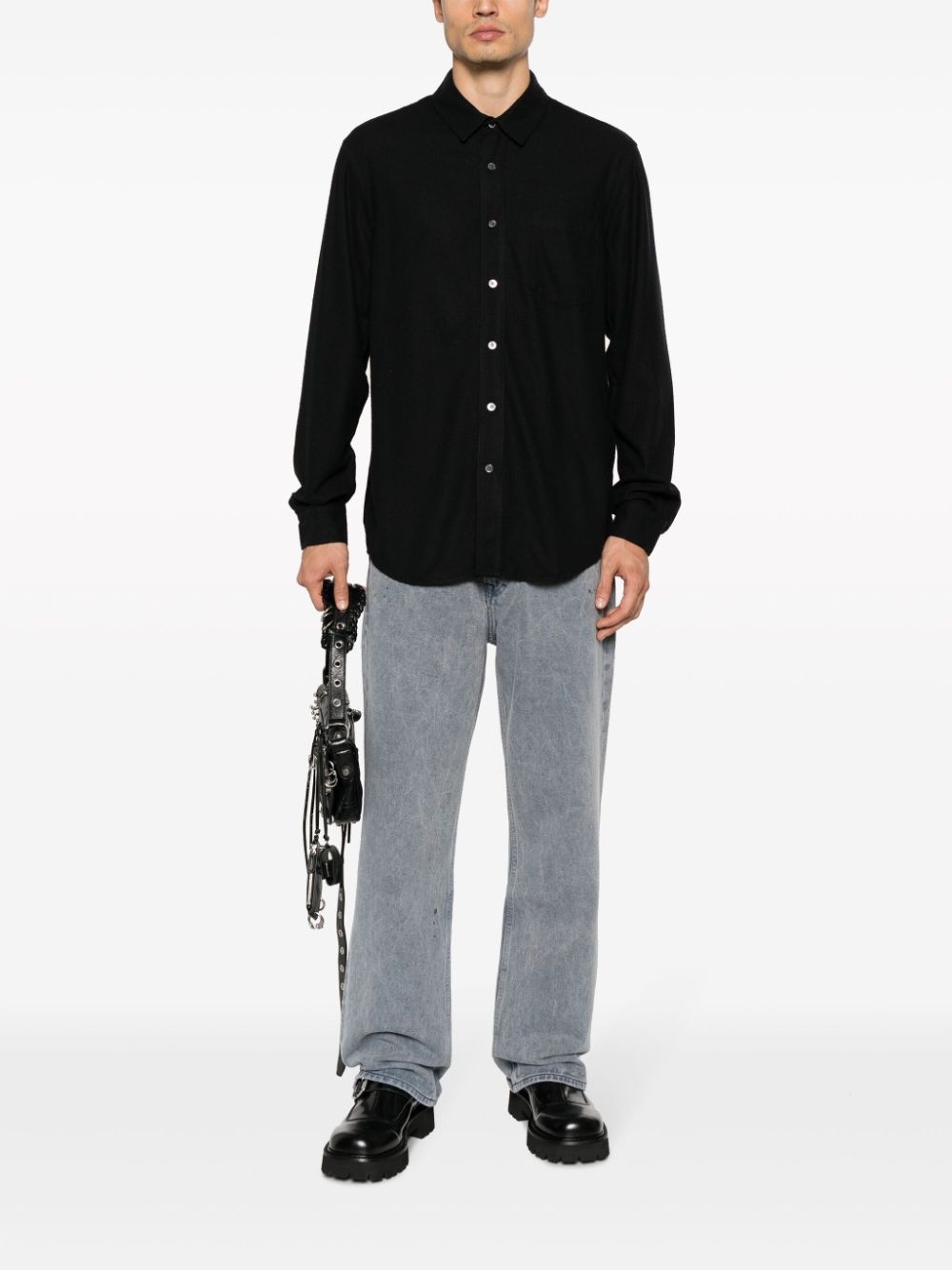 long-sleeve silk shirt - 2
