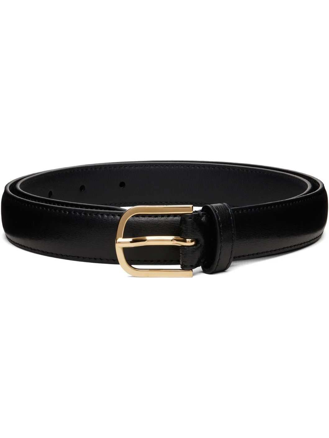 Black Slim Leather Belt - 1