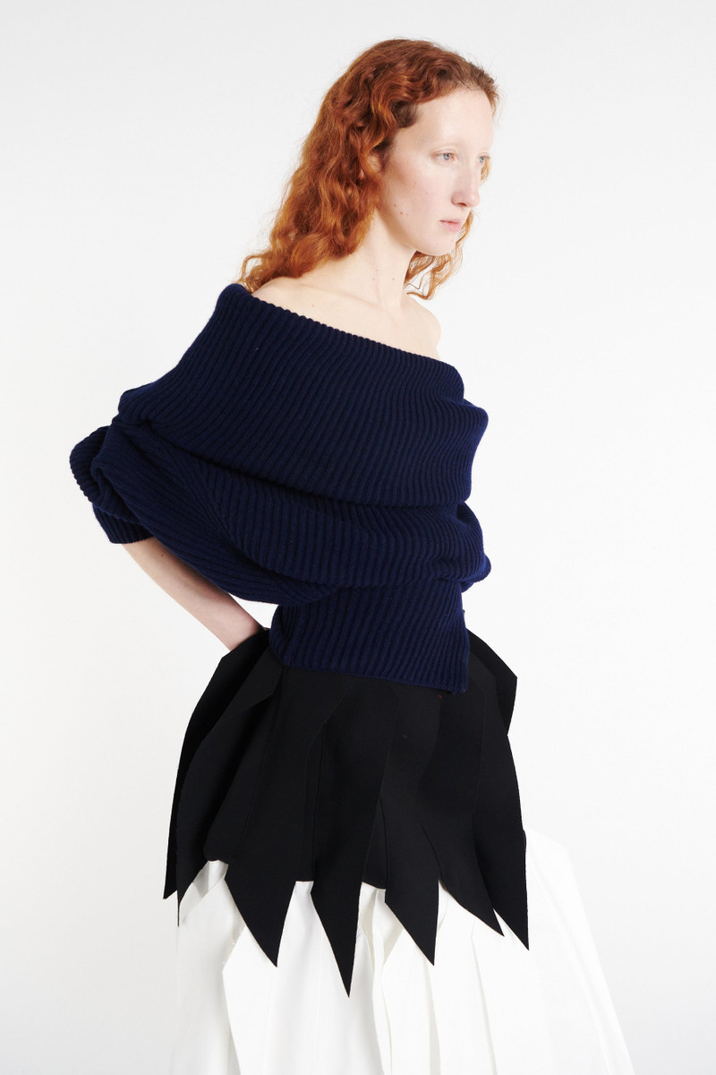 OFF SHOULDER RIBBED SWEATER NAVY 6