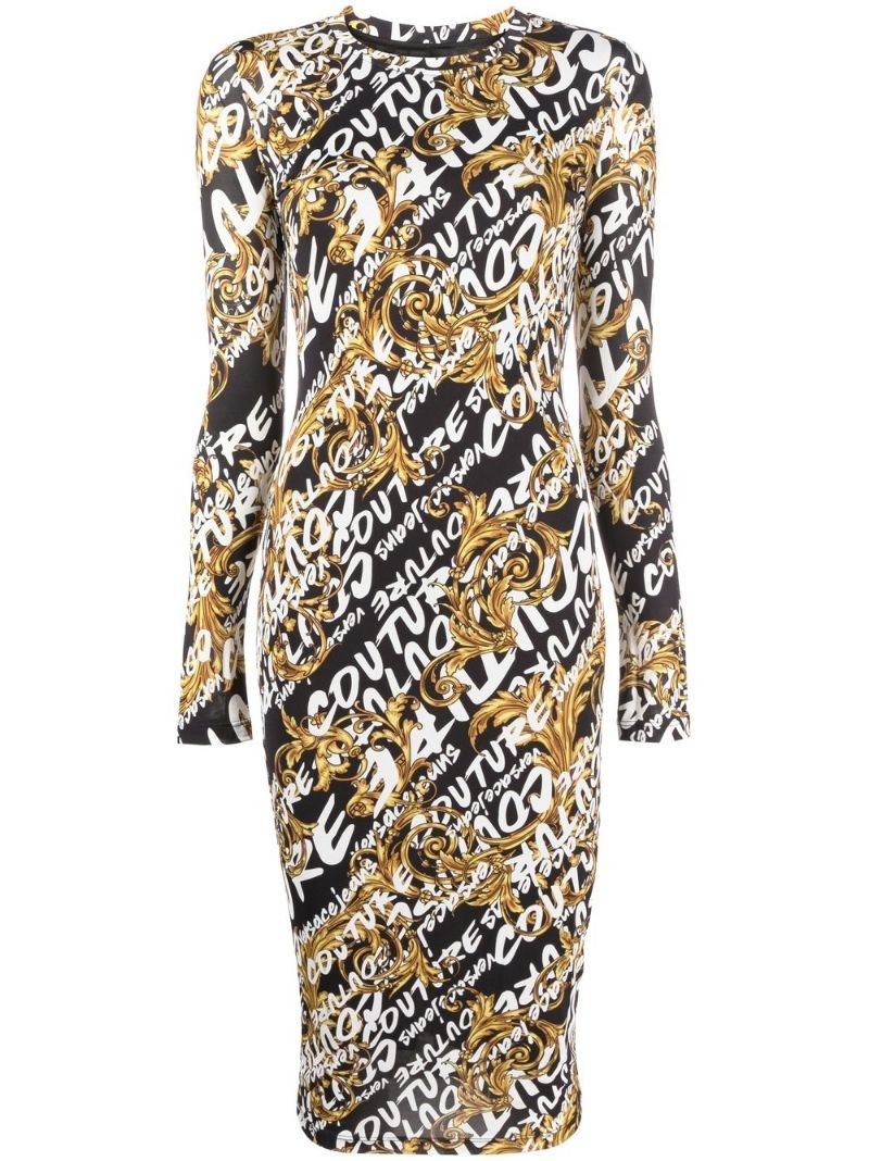 graphic-logo-print midi dress - 2