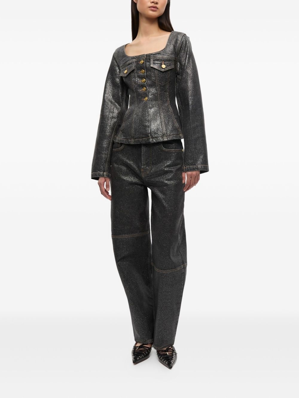 square-neck denim jacket - 2