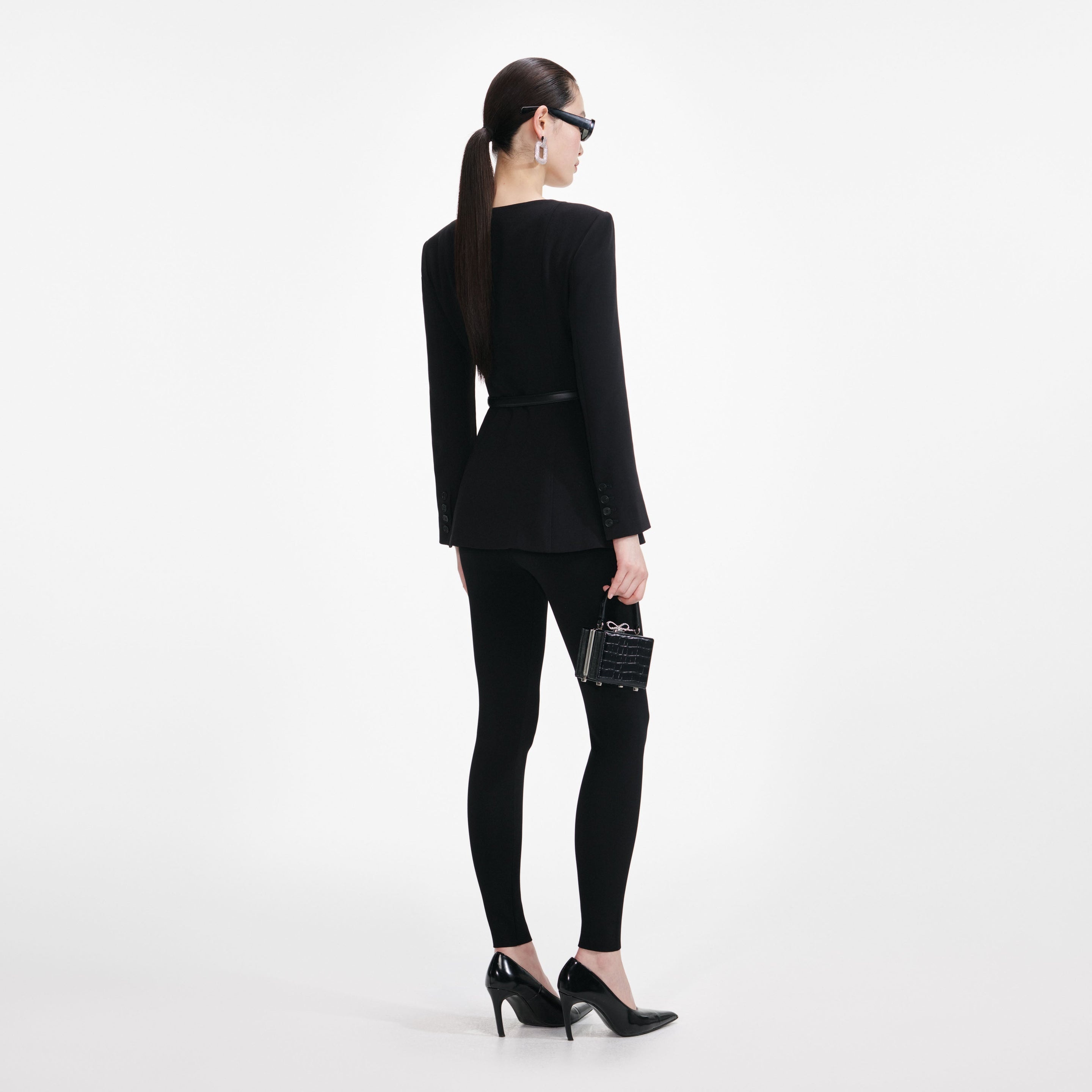 Black Crepe Tailored Top - 3