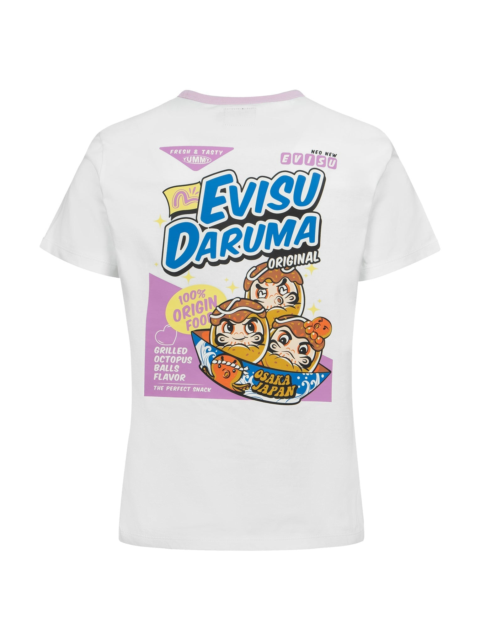 LOGO AND TAKOYAKI DARUMA PRINT REGULAR FIT RINGER T-SHIRT - 12