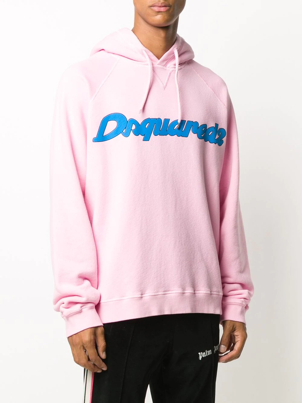 pink logo print cotton hoodie - 3