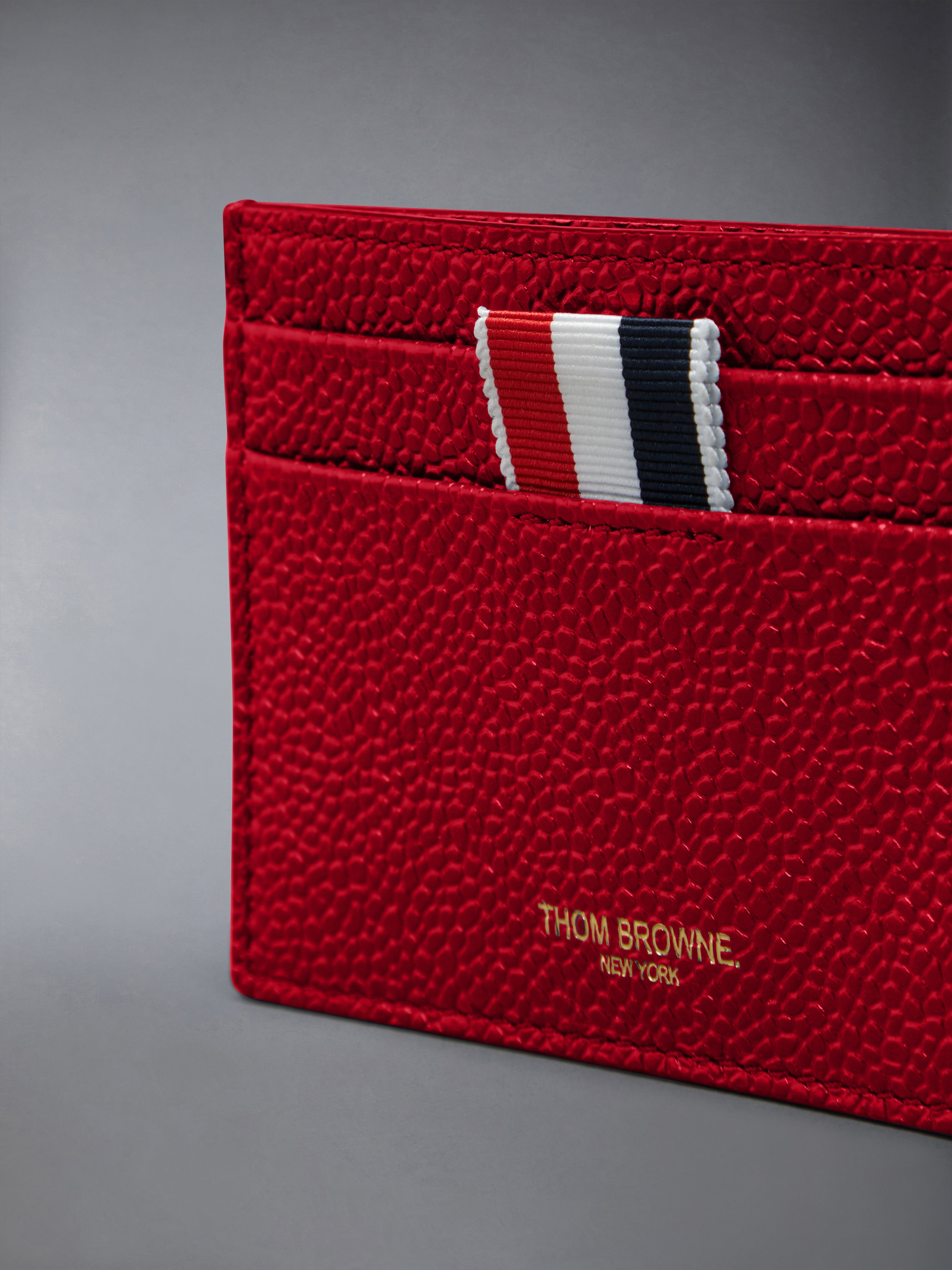 PEBBLE GRAIN LEATHER SINGLE CARD HOLDER - 3