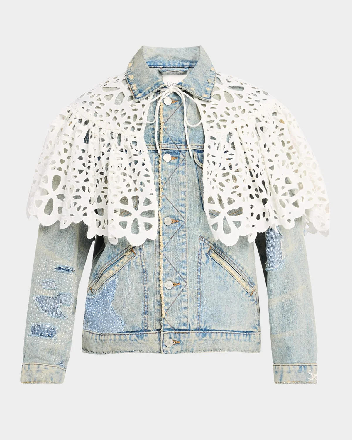 Oli Patchwork Denim Jacket with Cape - 1