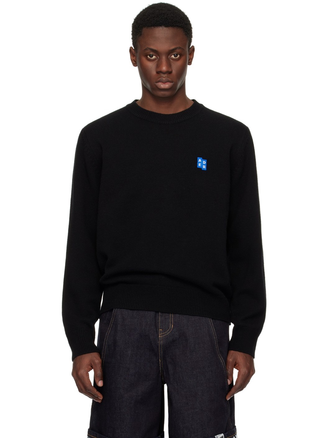 Black Dropped Shoulder Sweater - 1