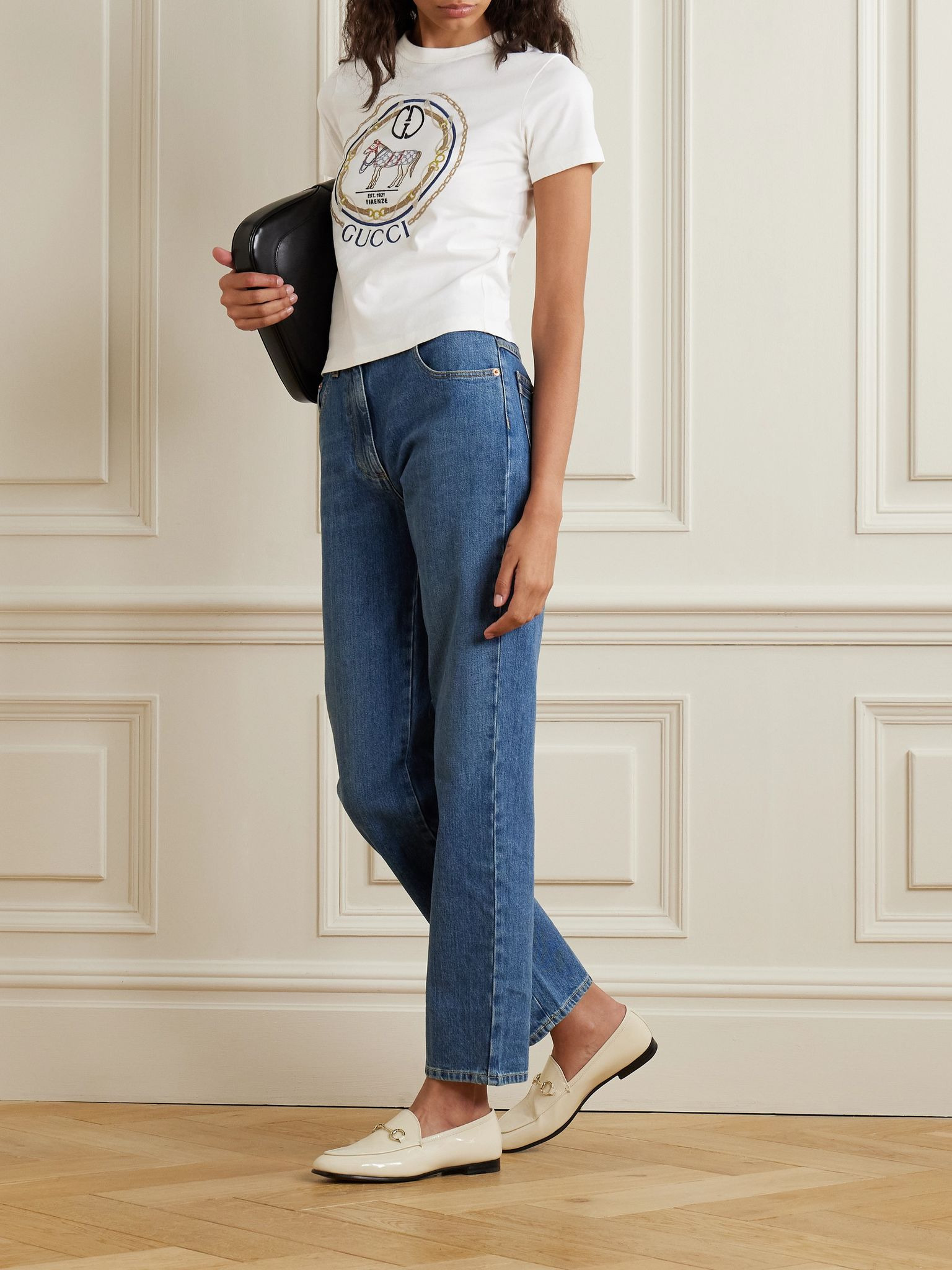 Embroidered cotton-jersey T-shirt White - 2