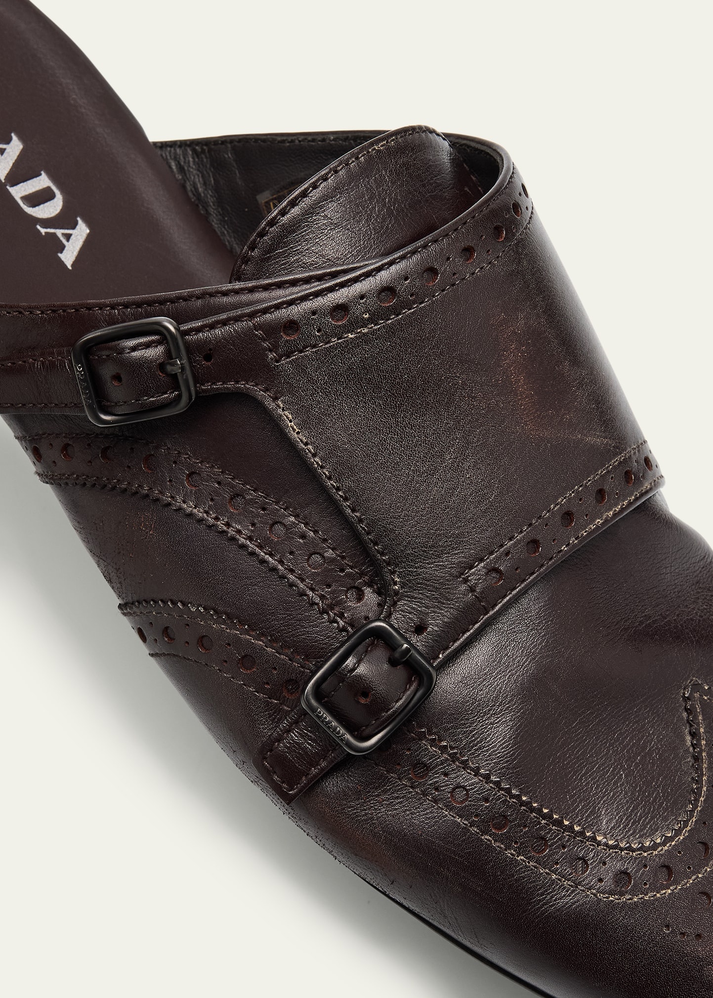 Men's Shuffle Leather Double-Monk Strap Mules - 6
