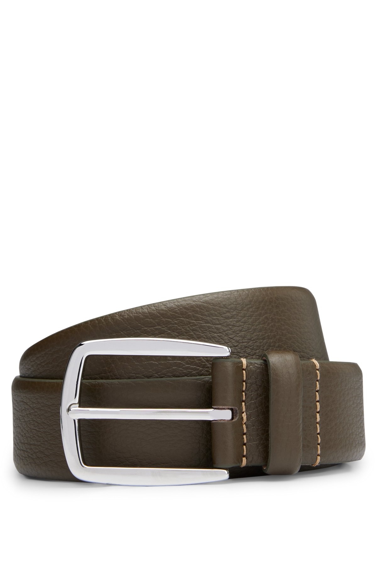 LEATHER BELT WITH CONTRAST STITCH DETAILING - 1