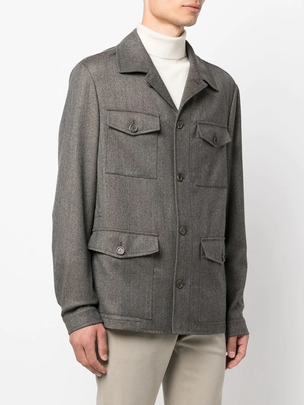 military style wool jacket - 3