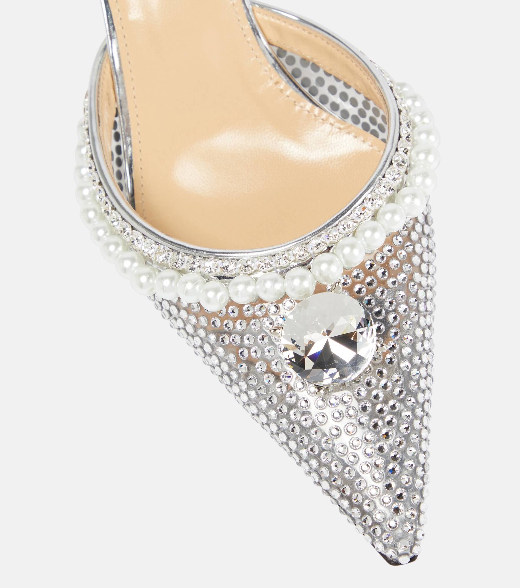 Faux-pearl embellished PVC pumps - 6